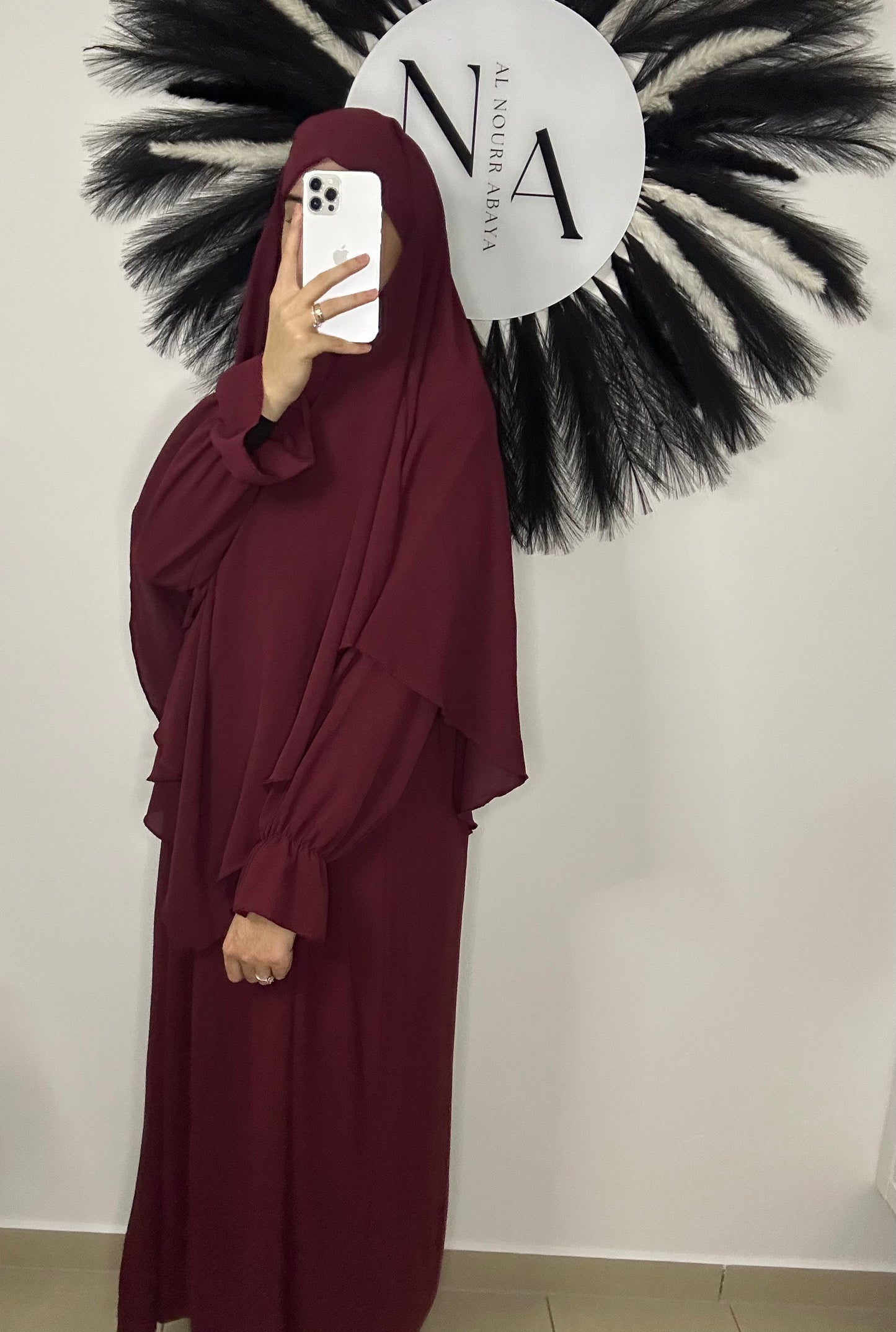 Tulpen Abaya Set Bordeauxrot