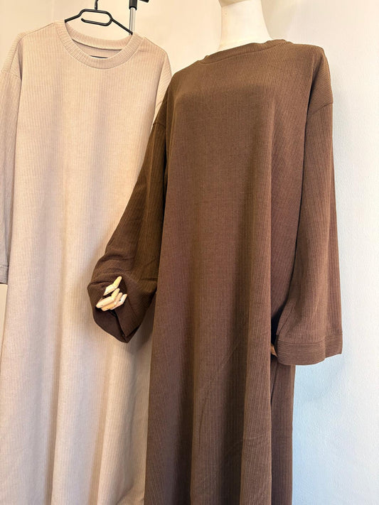 Corduroy Abaya Brown