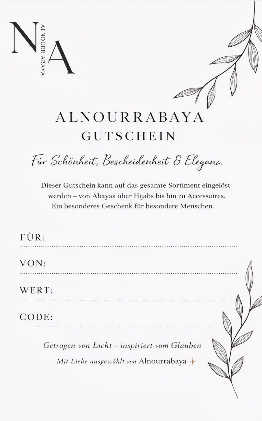Al Nour Gutschein Eleganz