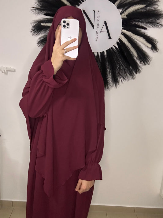 Tulpen Abaya Set Bordeauxrot