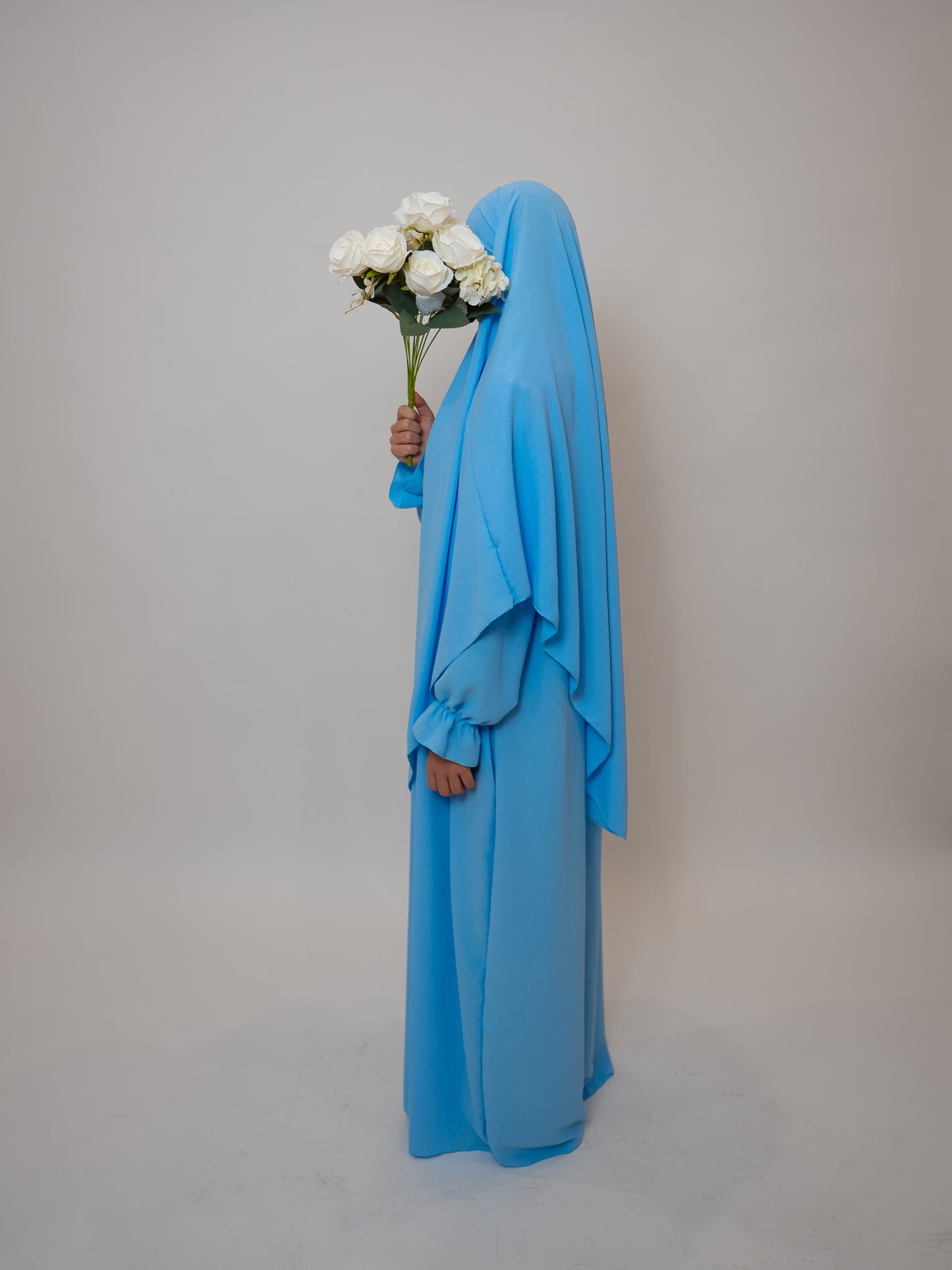 Tulips Abaya Set Baby Blue